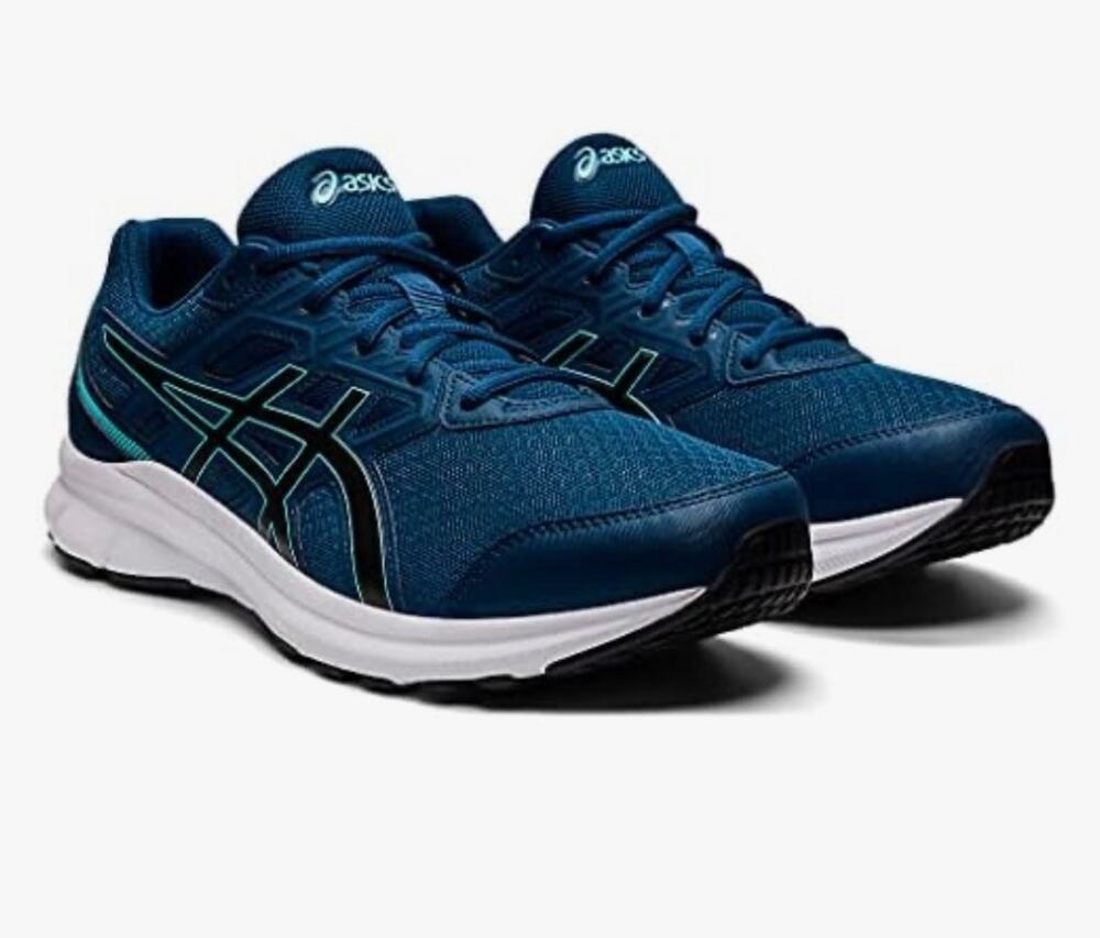 Asics Women's Jolt 3 Running Shoe Mesh Upper Metallic Elastic Laces Blue 6 EU39